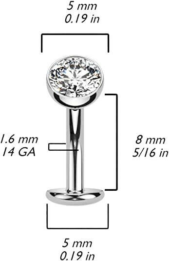 Titanium Bezel CZ Ball Top with Threadless Floating Convex Belly Navel Ring Navel Ring Impulse Piercings