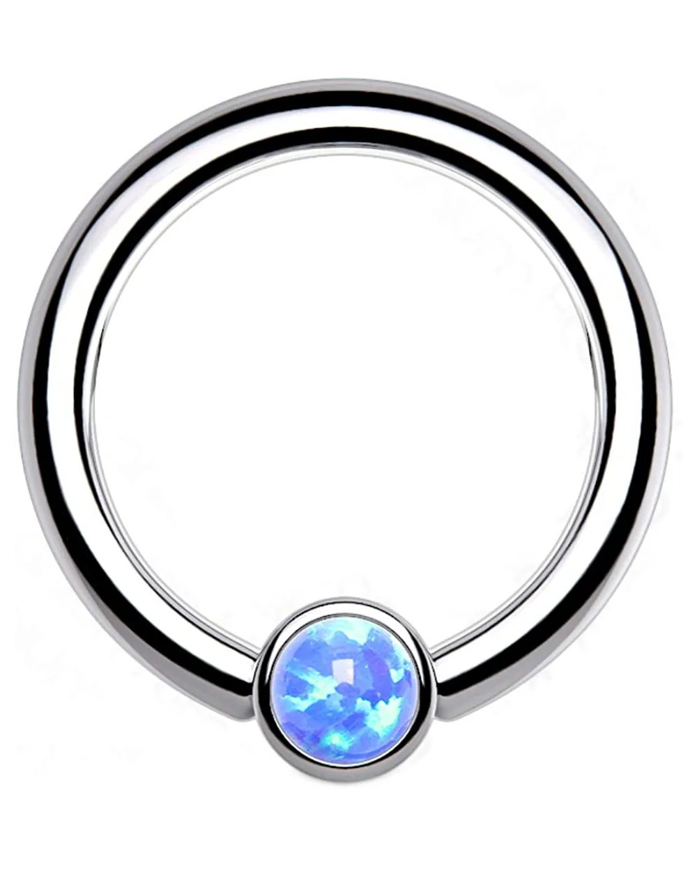 Titanium Bezel Opal Captive Bead Rings Captive Bead Impulse Piercings Blue