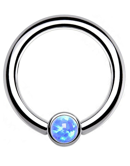 Titanium Bezel Opal Captive Bead Rings Captive Bead Impulse Piercings Blue