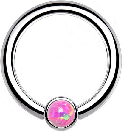 Titanium Bezel Opal Captive Bead Rings Captive Bead Impulse Piercings Pink