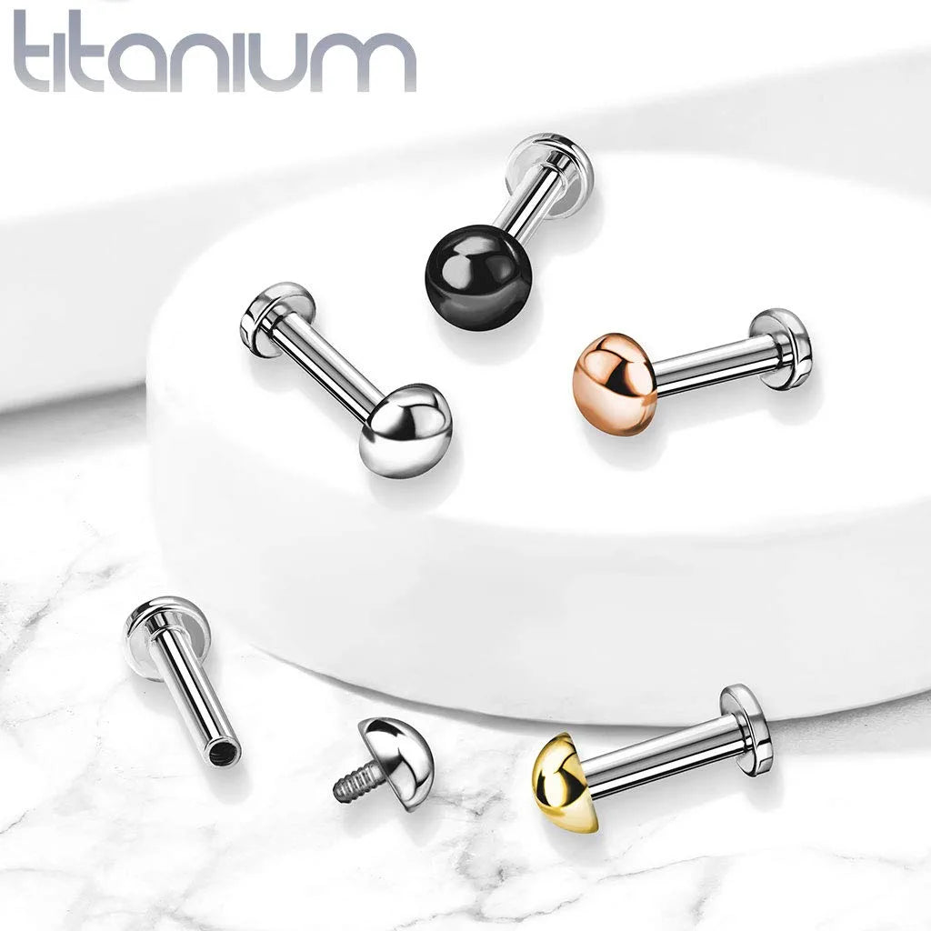 Titanium Internally Threaded Dome Top Labret Labret Impulse Piercings