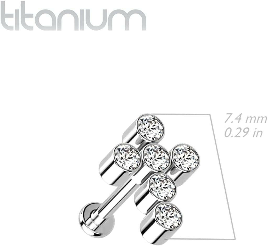 Titanium Internally Threaded With CZ Cross Top Labret Labret Impulse Piercings