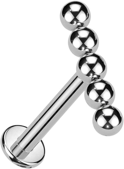 Titanium Internally Threaded With Straight Line Beaded Ball Top Labret Labret Impulse Piercings 18GA Length: 8mm Steel