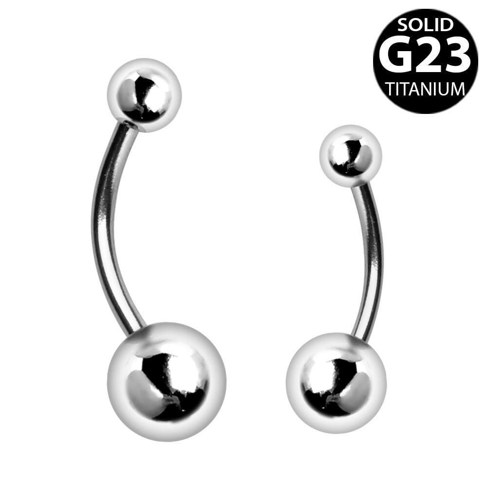 Titanium Navel Ring with Solid Balls belly ring Impulse Piercings 3/8"