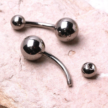 Titanium Navel Ring with Solid Balls belly ring Impulse Piercings