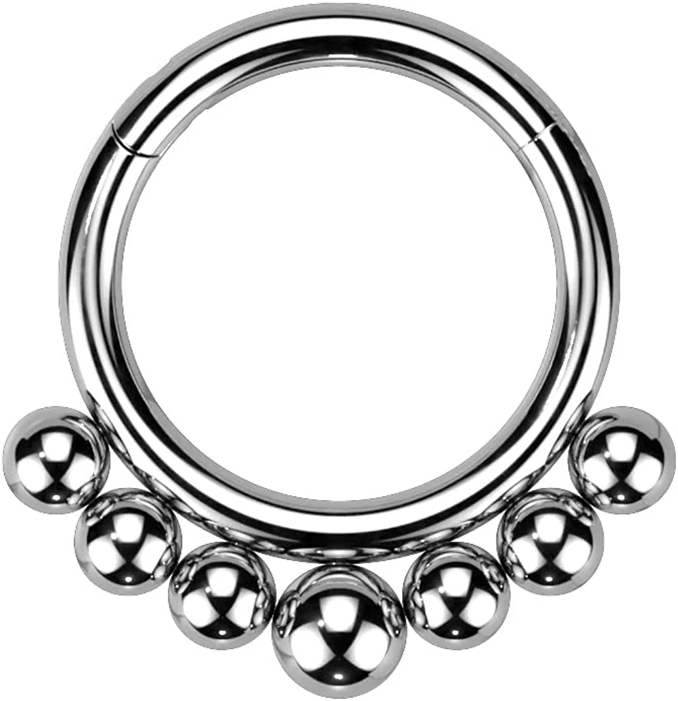 Titanium Outer Graduated Balls Hinged Segment Hoop Ring Nose Ring Impulse Piercings 16GA Length: 8mm Steel