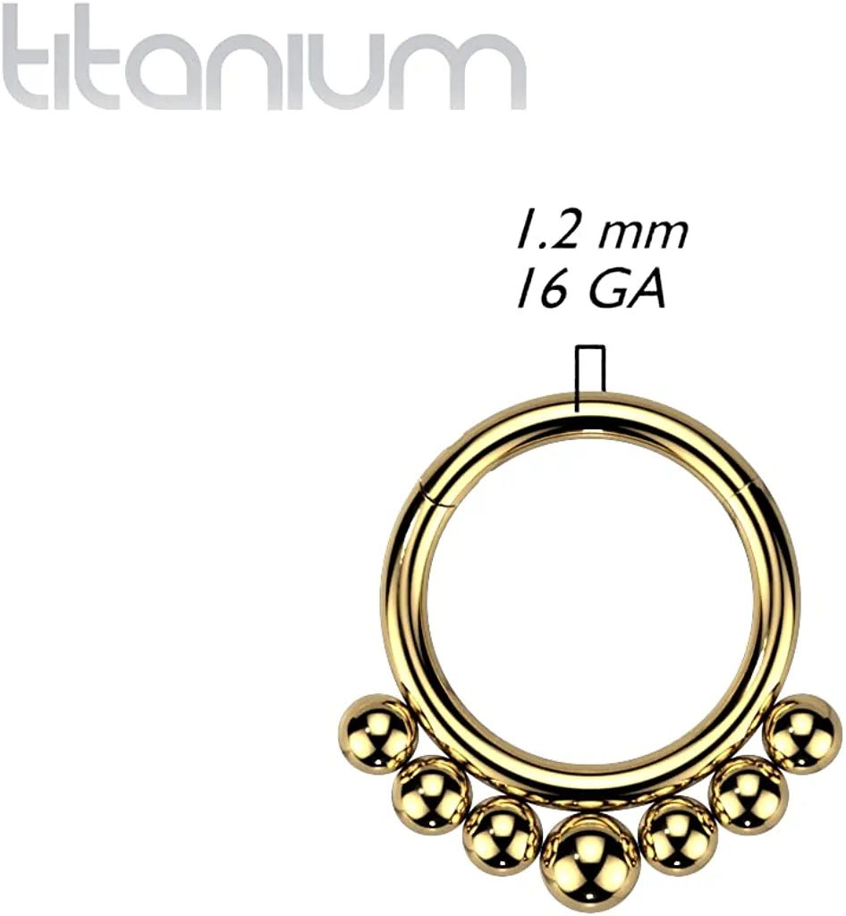 Titanium Outer Graduated Balls Hinged Segment Hoop Ring Nose Ring Impulse Piercings