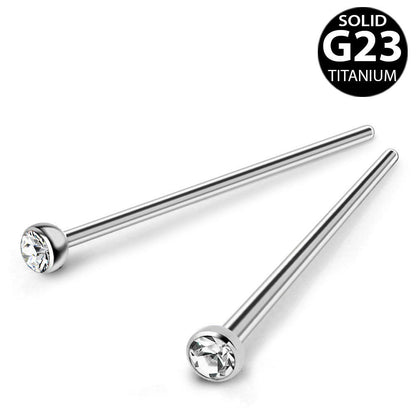 Titanium Press Fit CZ Fishtail Nose Ring front view