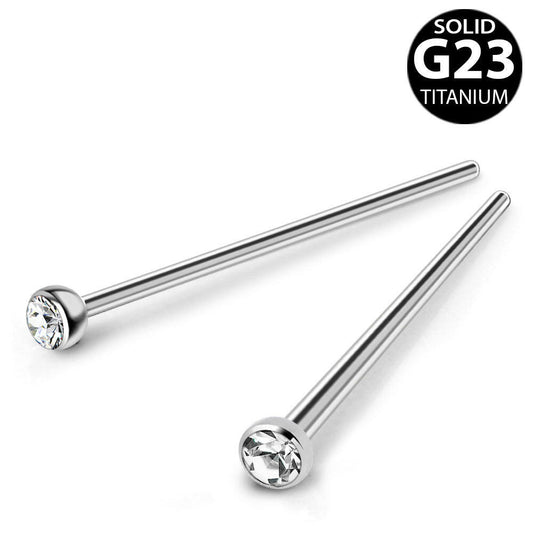 Titanium Press Fit CZ Fishtail Nose Ring front view