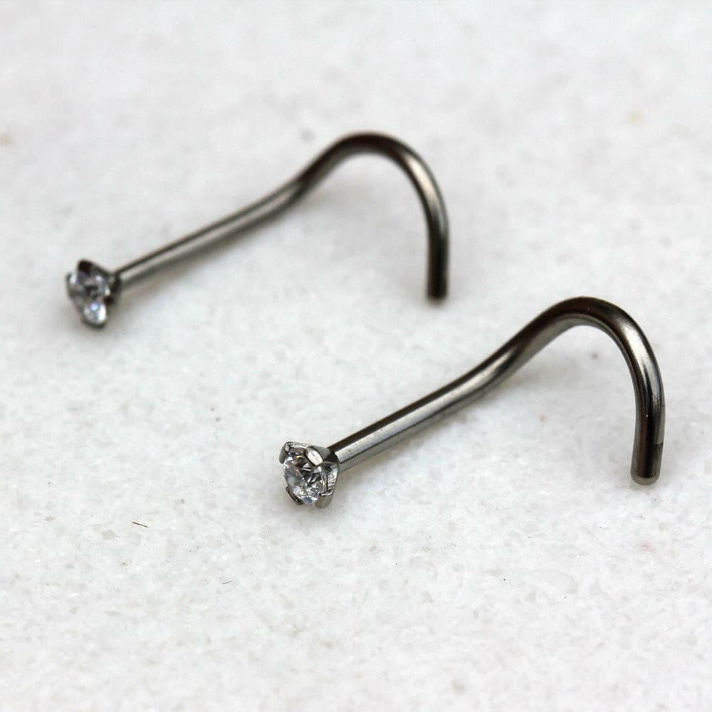 Titanium Prong Set CZ Screw Nose Ring Nose Ring Impulse Piercings