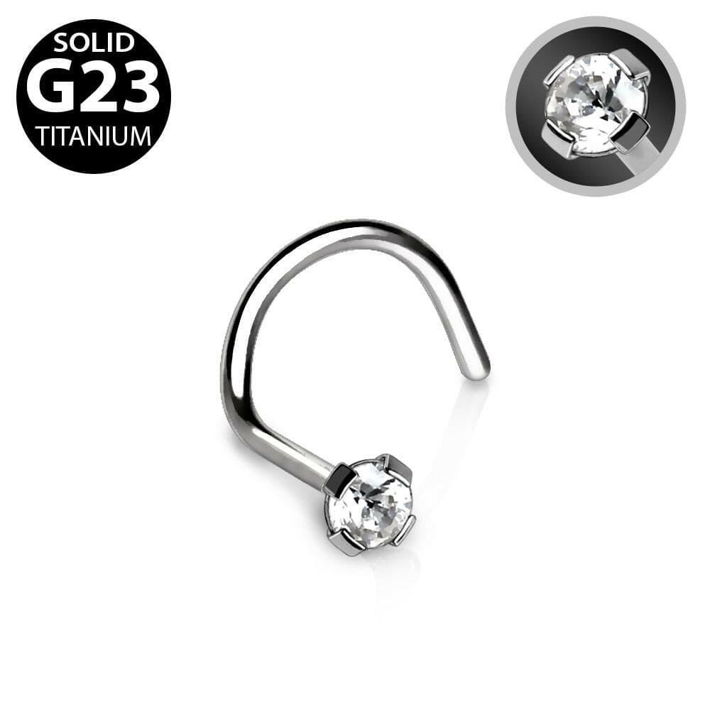 Titanium Prong Set CZ Screw Nose Ring Nose Ring Impulse Piercings 20GA