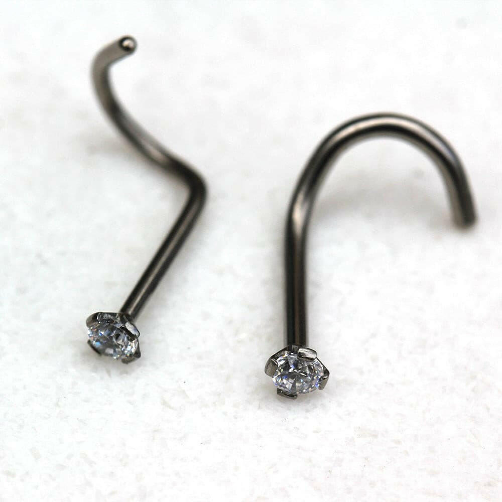 Titanium Prong Set CZ Screw Nose Ring Nose Ring Impulse Piercings