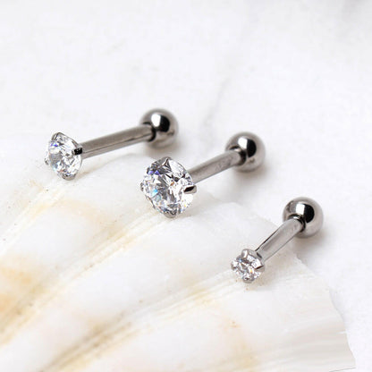 Titanium Prong Set CZ Triple Helix / Cartilage Earring Cartilage Impulse Piercings