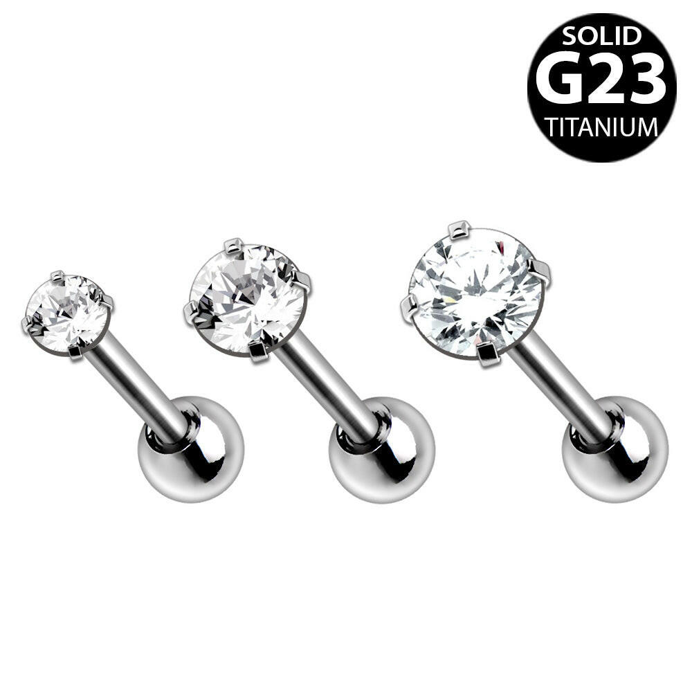 Titanium Prong Set CZ Triple Helix / Cartilage Earring Cartilage Impulse Piercings 2mm