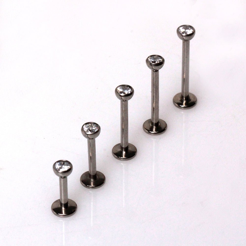 Titanium Push-In Labret with Clear CZ Ball Labret Skin Metals