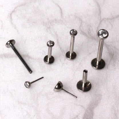Titanium Push-In Labret with Clear CZ Ball Labret Skin Metals