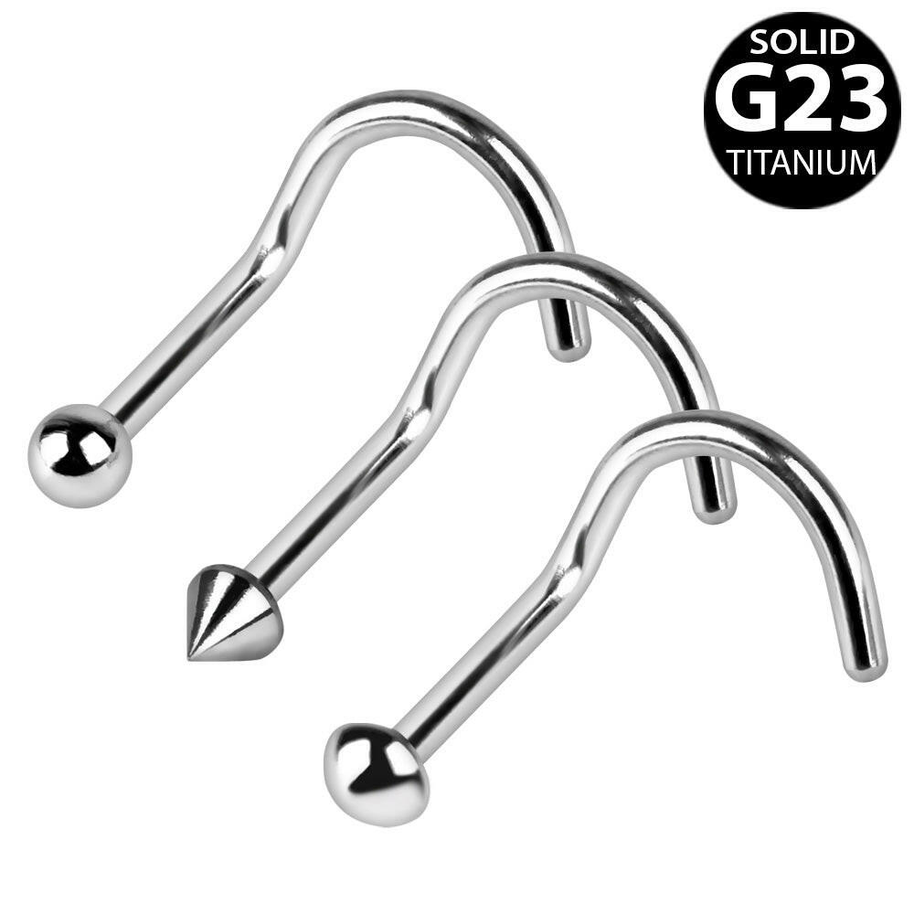 Titanium Screw Nose Ring with Ball, Spike, Dome Nose Ring Impulse Piercings