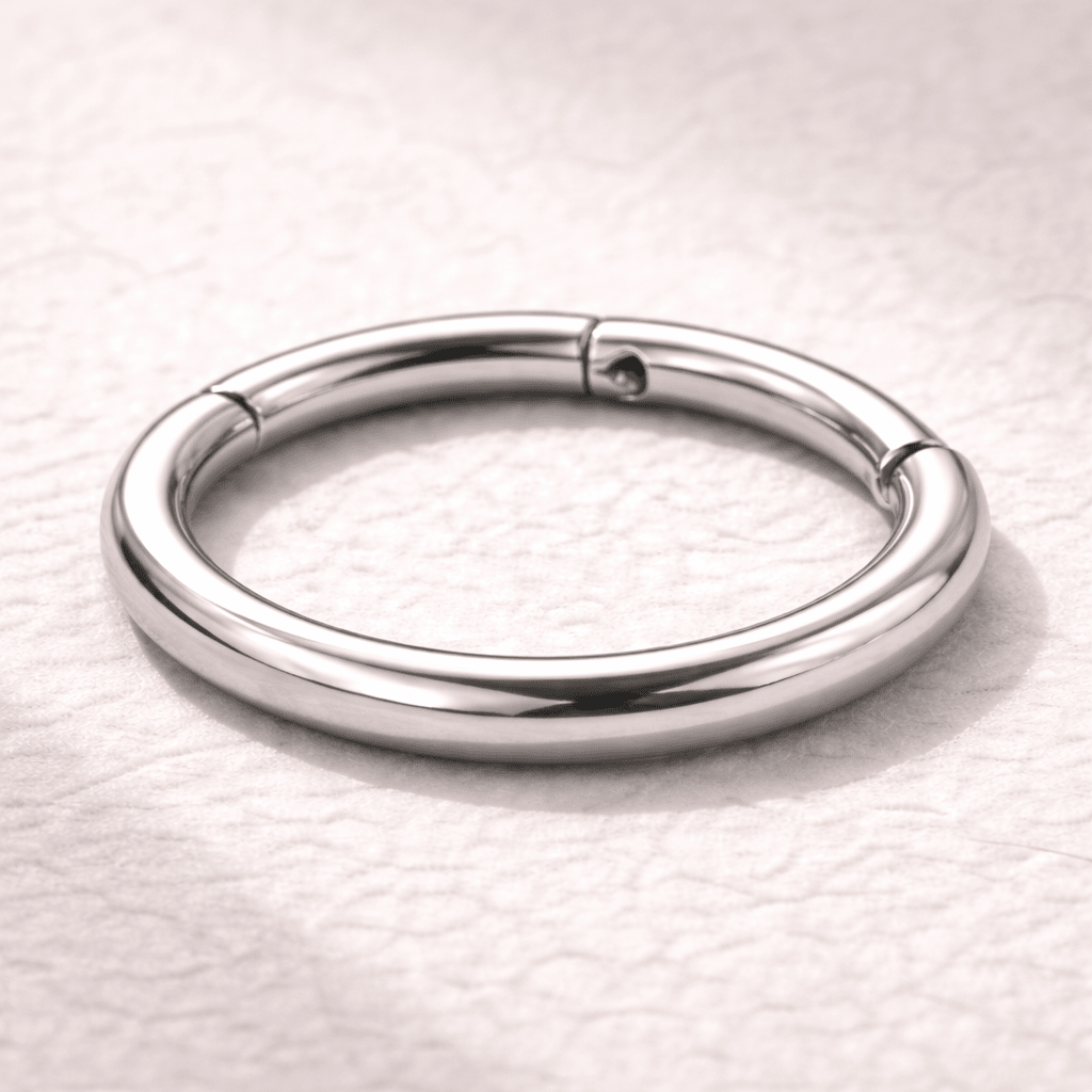 Side view of implant grade titanium seamless clicker ring, 16G 18G, 8mm 10mm inner diameter