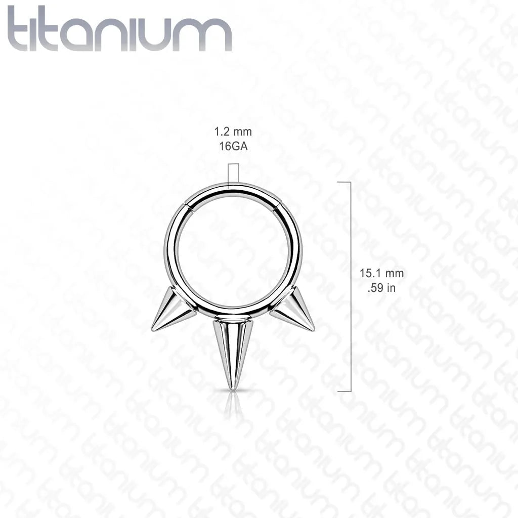 Titanium Spikes Hinged Segment Hoop Ring Nose Ring Impulse Piercings