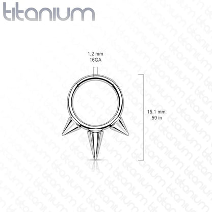 Titanium Spikes Hinged Segment Hoop Ring Nose Ring Impulse Piercings