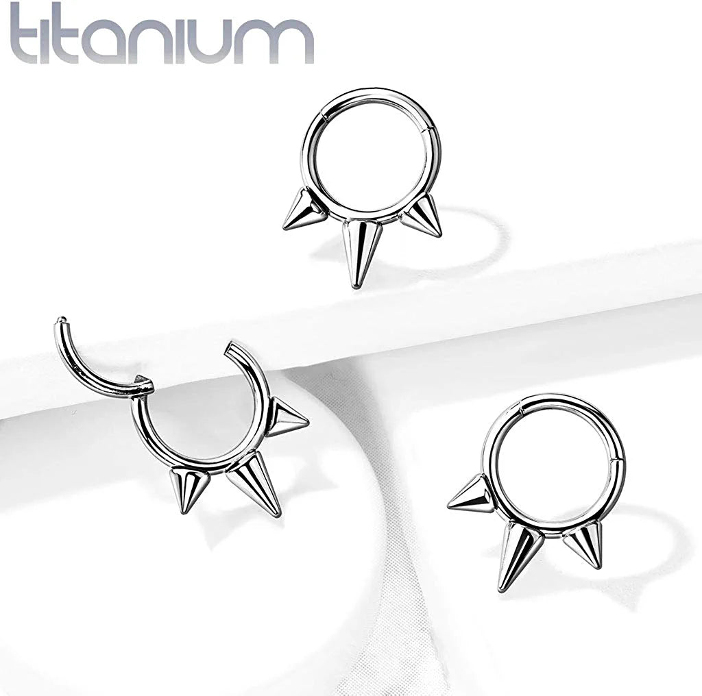 Titanium Spikes Hinged Segment Hoop Ring Nose Ring Impulse Piercings