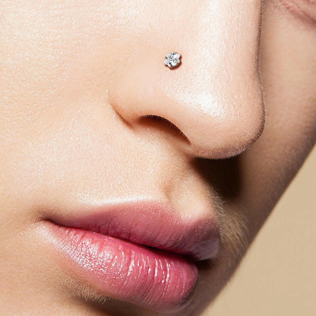 Titanium Square CZ L Bend Nose Ring Nose Ring Impulse Piercings