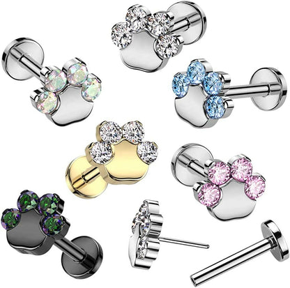 Titanium Threadless Push In Bat With CZ Paw Top Cartilage Cartilage Earring Impulse Piercings