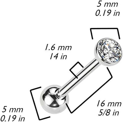 Titanium Threadless With Bezel CZ Top Push in Barbells Barbell Impulse Piercings