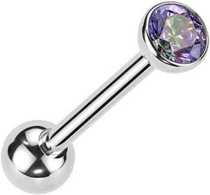 Titanium Threadless With Bezel CZ Top Push in Barbells Barbell Impulse Piercings Vitrail Medium