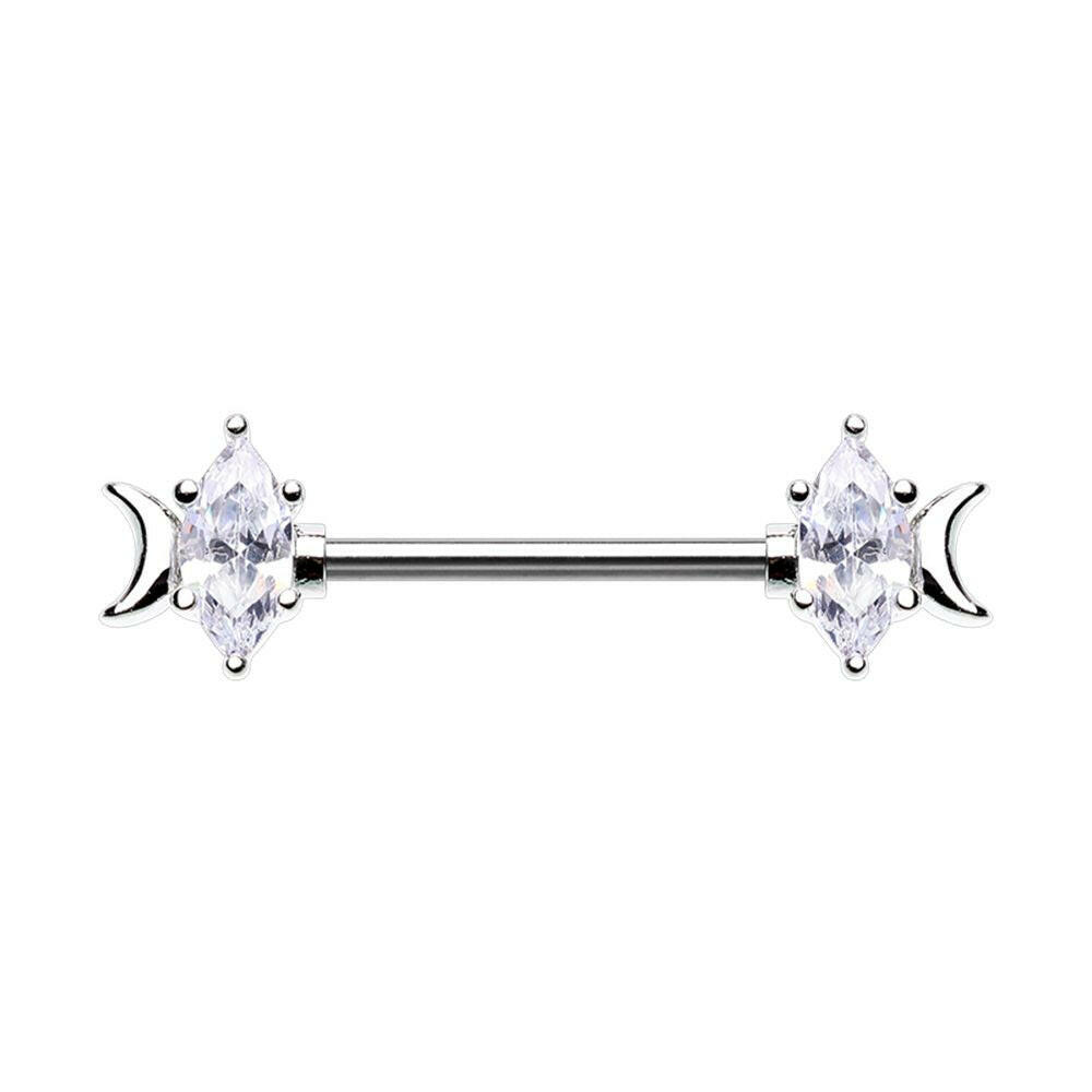 To the Moon and Back Gem Nipple Barbell Ring Nipple Ring Impulse Piercings