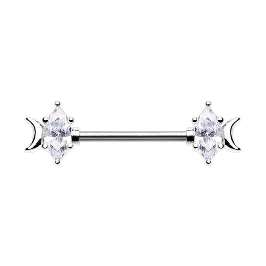 To the Moon and Back Gem Nipple Barbell Ring Nipple Ring Impulse Piercings