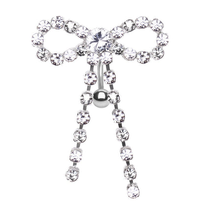 Top Down Ribbon CZ Navel Ring 14G 316L Steel