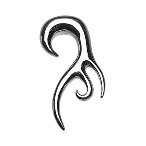 Tribal Fang Swirl Hook Steel Ear Gauge Hanging Taper Tapers Impulse Piercings 12 GA (2mm)