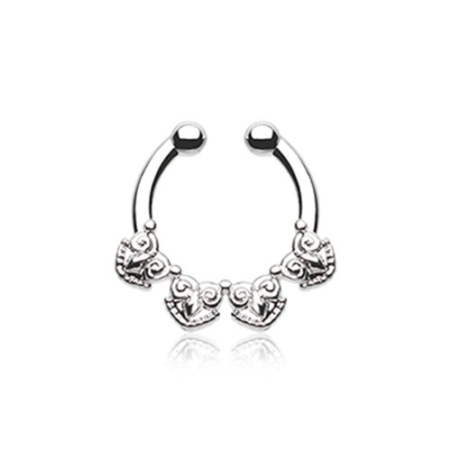 Tribal Tetra Fake Septum Clip-On Ring Fake Septum Ring Impulse Piercings