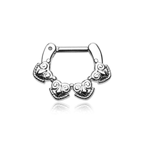 Tribal Tetra Septum Clicker Septum Ring Impulse Piercings 16 GA (1.2mm) 1/4" (6mm)