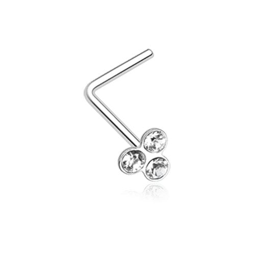 Trinity Gem Top L-Shaped Nose Ring Nose Ring Impulse Piercings