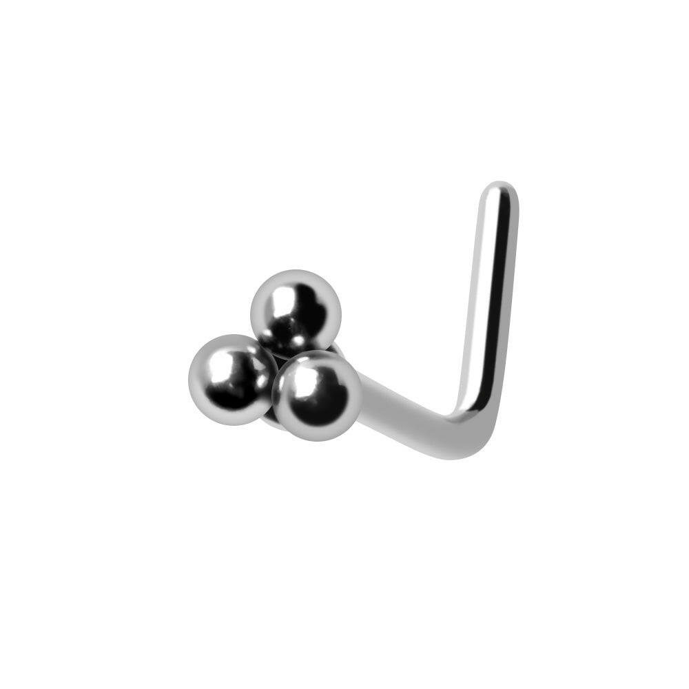 Triple Ball L-Shape Nose Ring Nose Ring Impulse Piercings