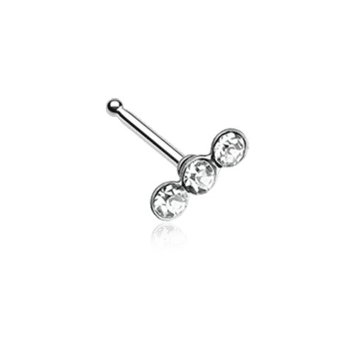 Triple Linear Gem Nose Stud Ring Nose Ring Impulse Piercings