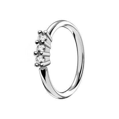 Triple Prong Set Clear CZ Seamless Ring Seamless Ring Impulse Piercings