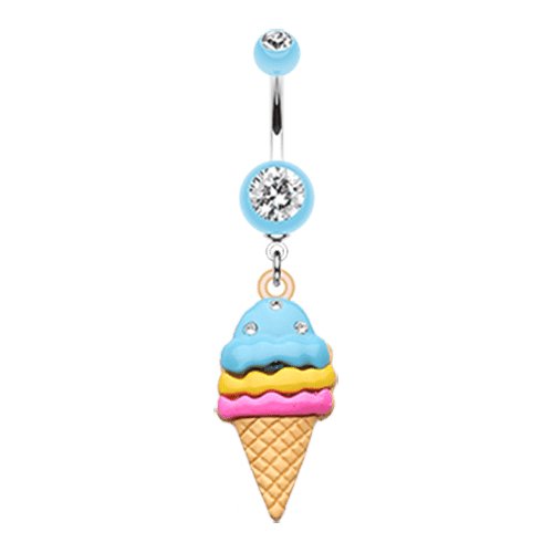 Triple Treats Ice Cream Belly Button Ring Navel Ring Impulse Piercings Light Blue