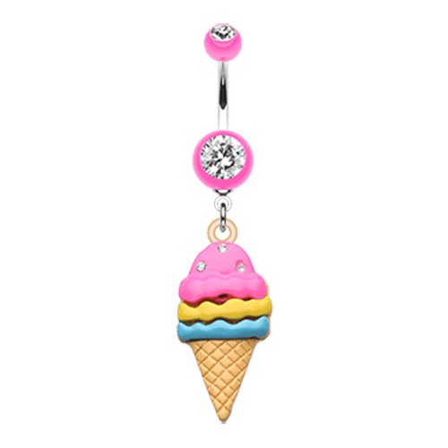 Triple Treats Ice Cream Belly Button Ring Navel Ring Impulse Piercings Pink