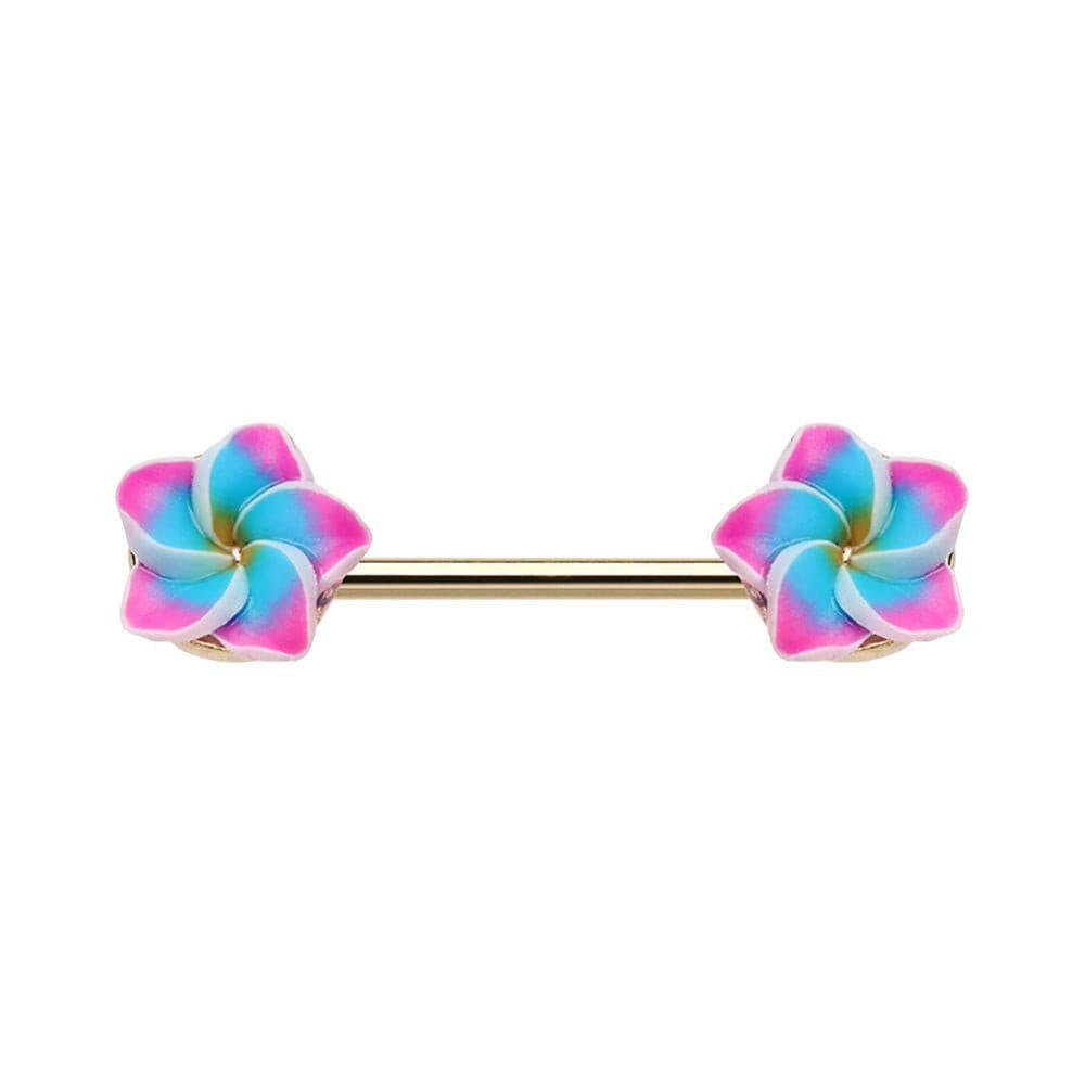 Tropical Plumeria Flower Nipple Barbell Ring Nipple Ring Impulse Piercings