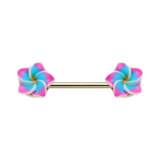 Tropical Plumeria Flower Nipple Barbell Ring Nipple Ring Impulse Piercings