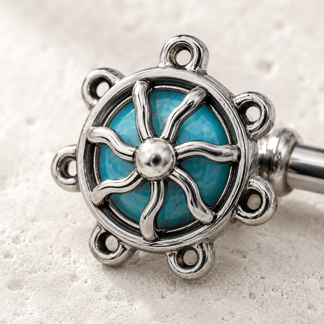Turquoise Carousel Nipple Bar 14G Pair 316L Surgical Steel