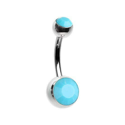 Turquoise Double Ball Inlay Belly Button Ring Navel Ring Impulse Piercings