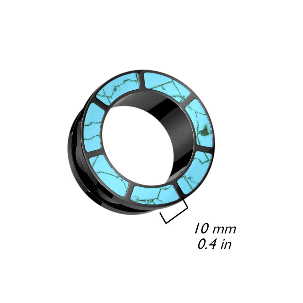 Turquoise Rimmed Black PVD Surgical Steel Screw Fit Tunnel Tunnels Impulse Piercings