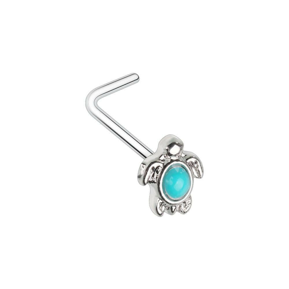 Turquoise Sea Turtle L-Shape Nose Ring Nose Ring Impulse Piercings