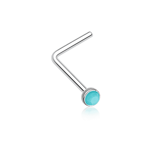 Turquoise Stone L-Shaped Nose Ring Nose Ring Impulse Piercings