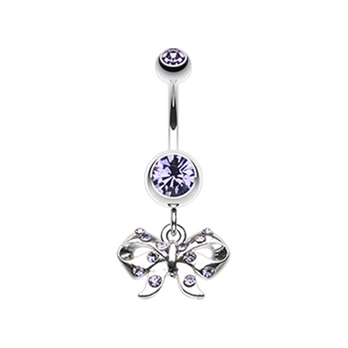 Twinkling Bow Belly Button Ring Navel Ring Impulse Piercings Tanzanite