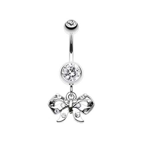 Twinkling Bow Belly Button Ring Navel Ring Impulse Piercings Clear